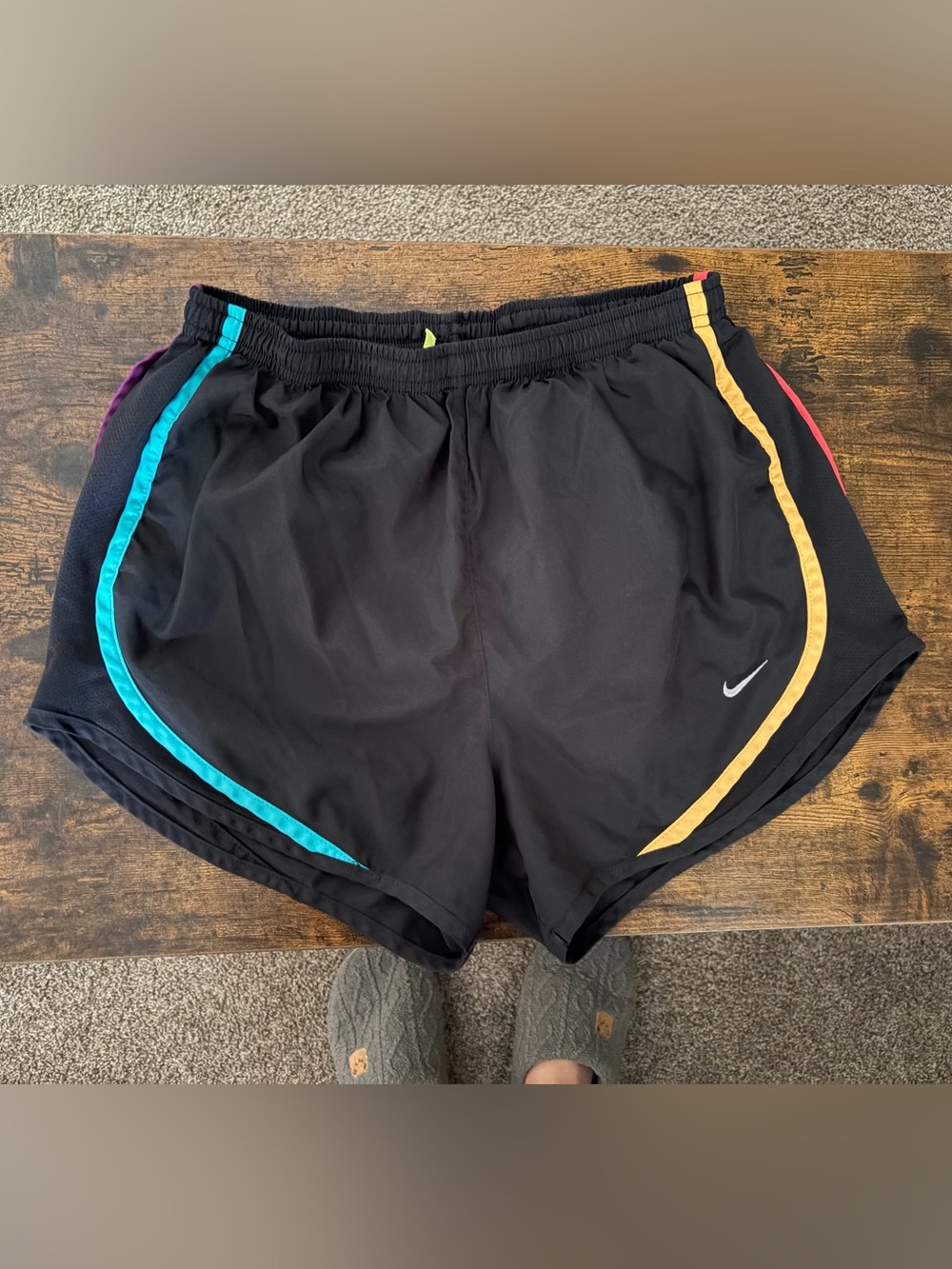 Nike Black Athletic Shorts with Multicolor Trim
